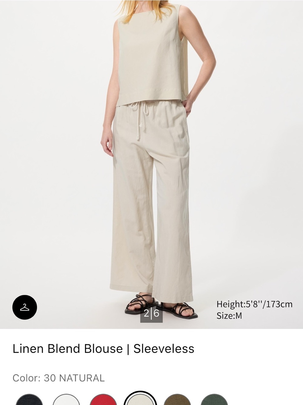 Uniqlo Natural Sleeveless Linen-Blend Blouse in Natural - SOLD OUT